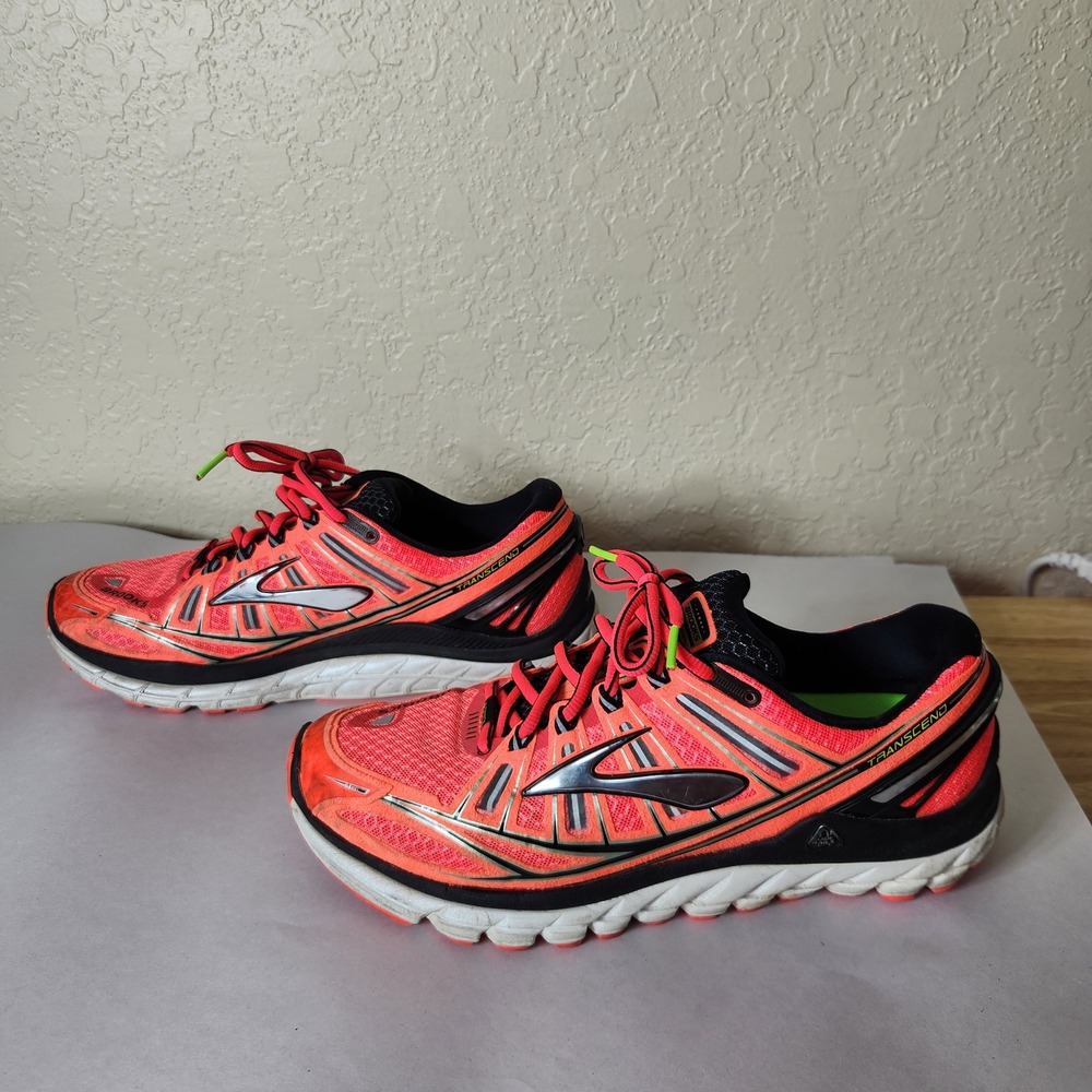 Brooks Transcend Mens Running Shoes Neon Coral Black 1101571D908 Size 9.5